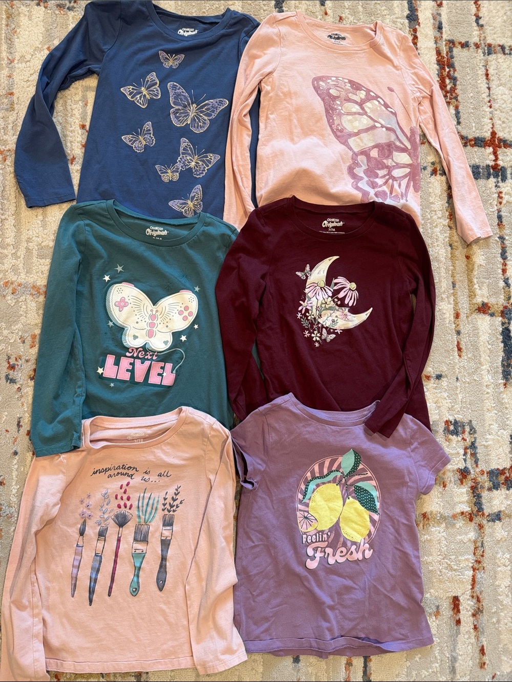 Oshkosh Girls' Long & Short Sleeve Graphic Tops - Assorted Colors